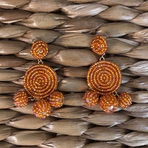 Handcrafted Beaded Orange Earrings